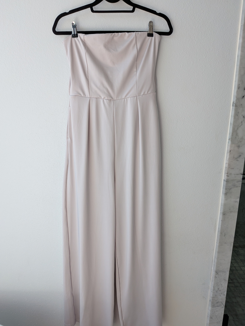 NWT!! HALARA Strapless Wide-Leg Jumpsuit in Grey/Silver M